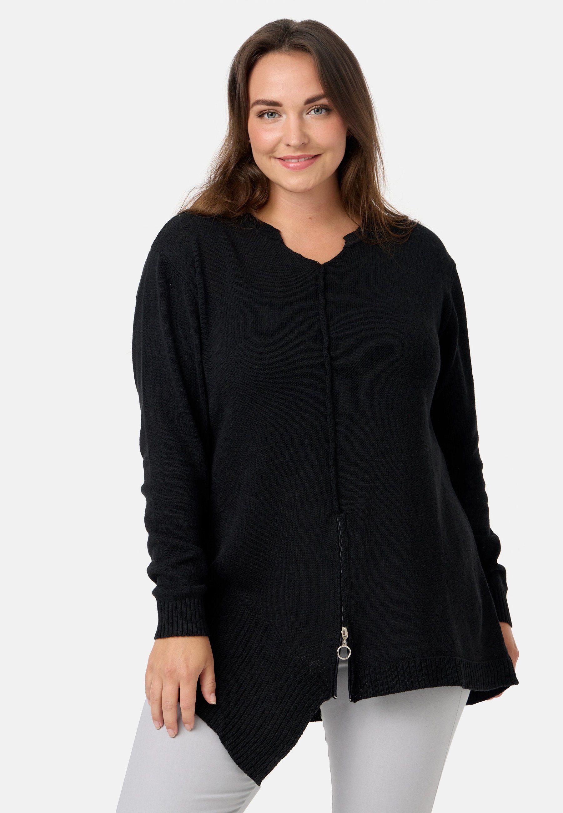 Kekoo Stricktunika Strickshirt in A-Linie aus 100% Baumwolle mit asymmetrischem Saum