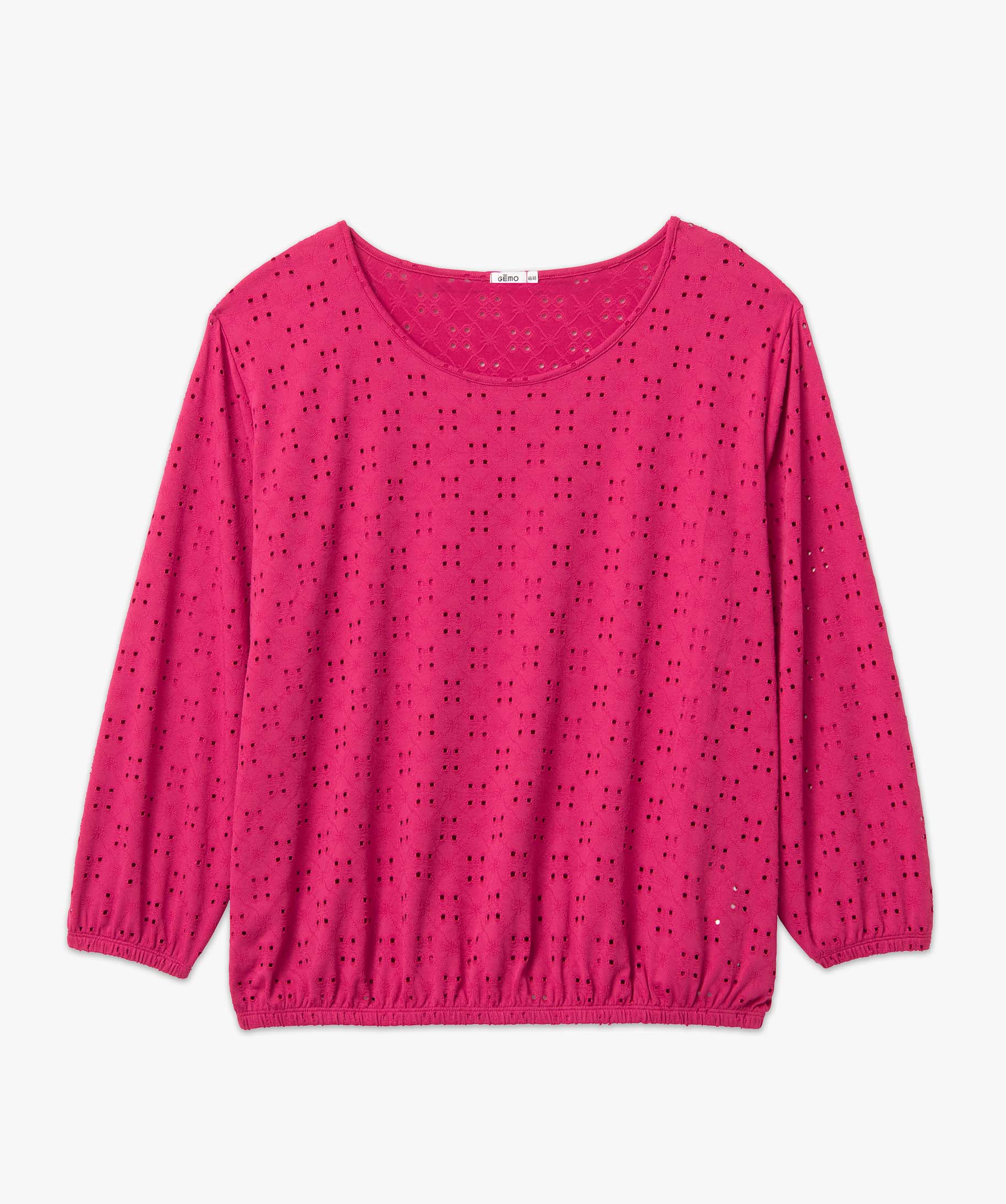 Tee-shirt femme grande taille ajouré à manches 3/4 rose | GEMO