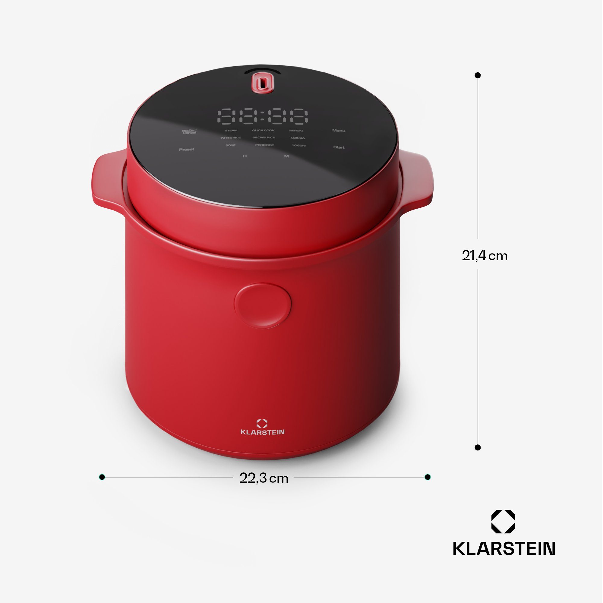 Klarstein Reiskocher Kenbu, 350 W, mit dampfgarer Elektrisch Multifunktions Kocher Rot