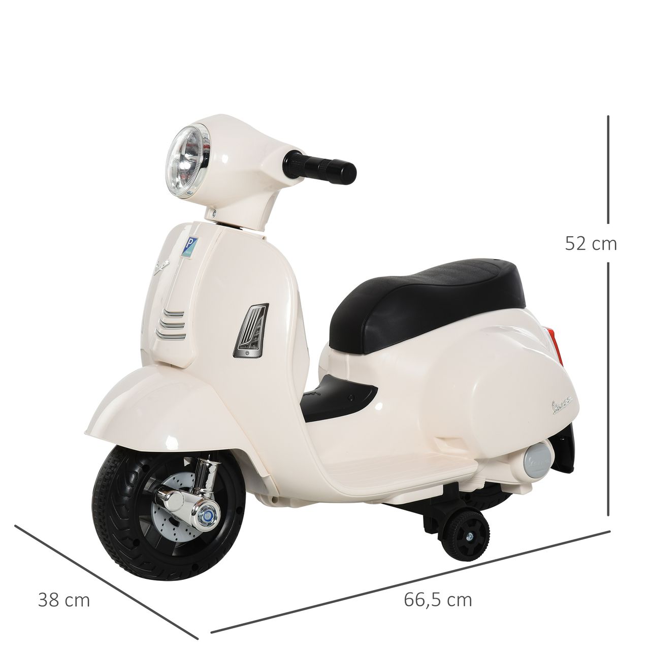 HOMCOM VESPA Elektromotorrad Kindermotorrad Elektrofahrzeuge 3 bis 6 Jahren Weiß