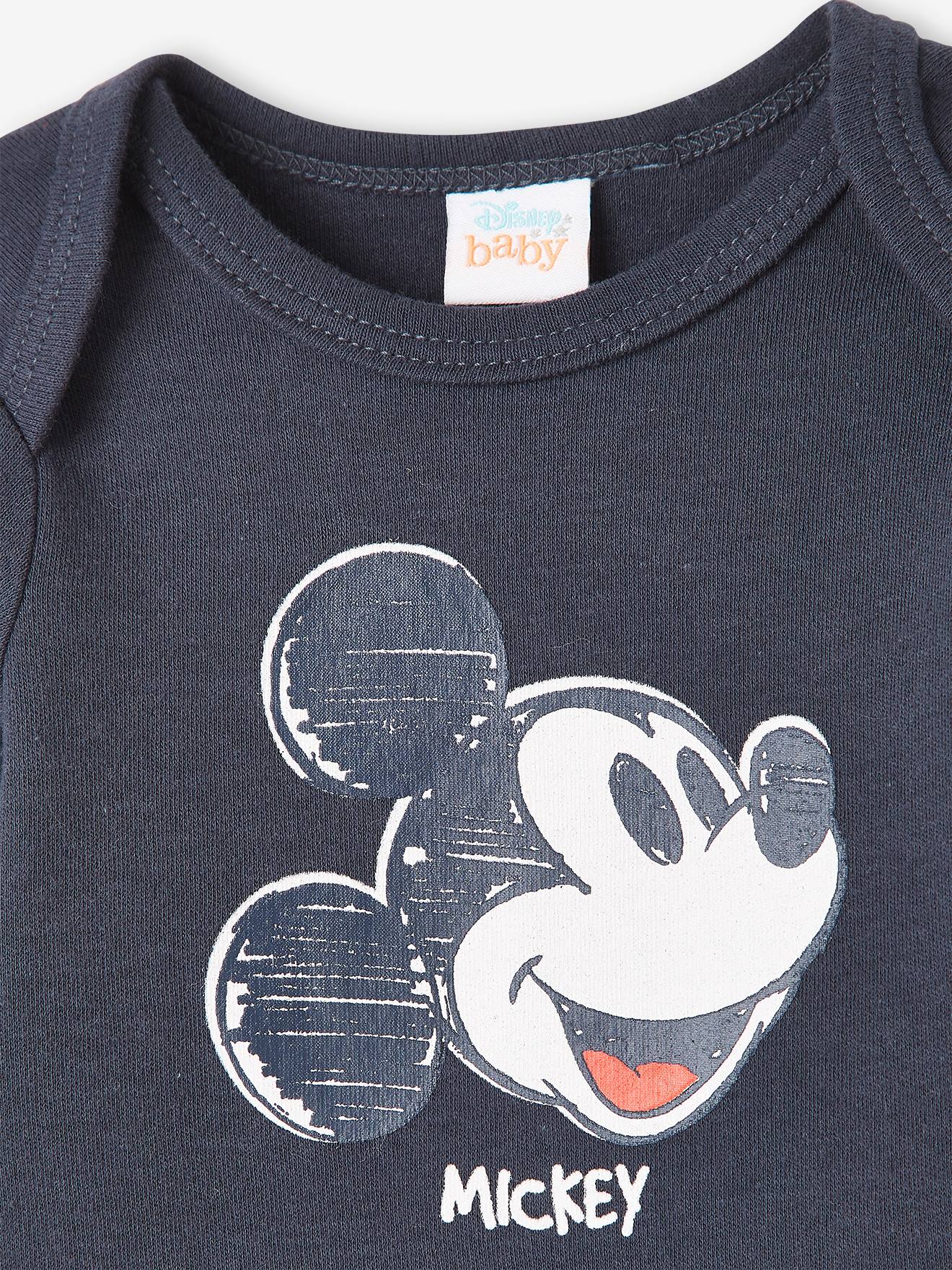 Lot de 2 bodies bébé garçon DS® Mickey gris fonce uni avec decor