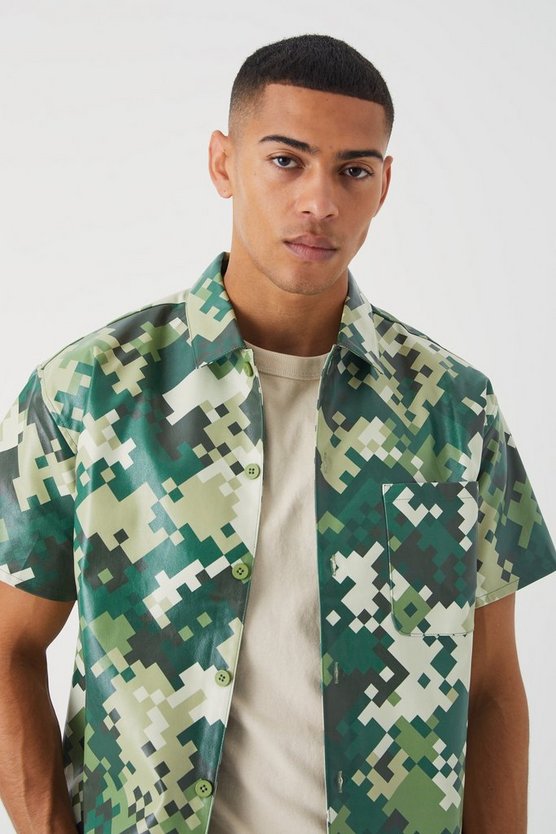 Kurzärmliges kastiges PU Camouflage-Hemd