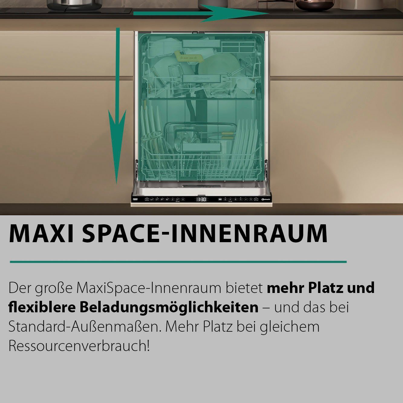 BAUKNECHT Unterbaugeschirrspüler, B7U HP43 X, 15 Maßgedecke