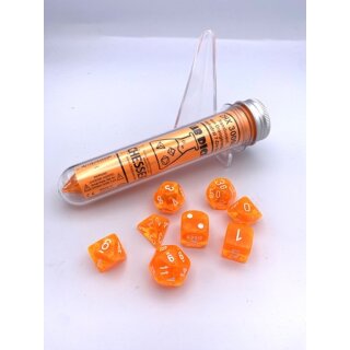 Translucent Polyhedral Neon Orange/white 7-Die Set
