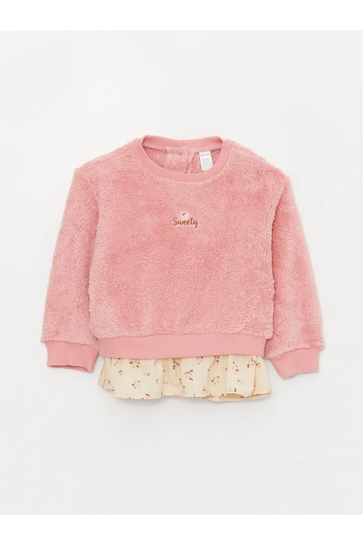 LC Waikiki  2-teiliges Set aus Plüsch-Baby-Sweatshirt und Strumpfhosen-Hose mit Rundhalsausschnitt