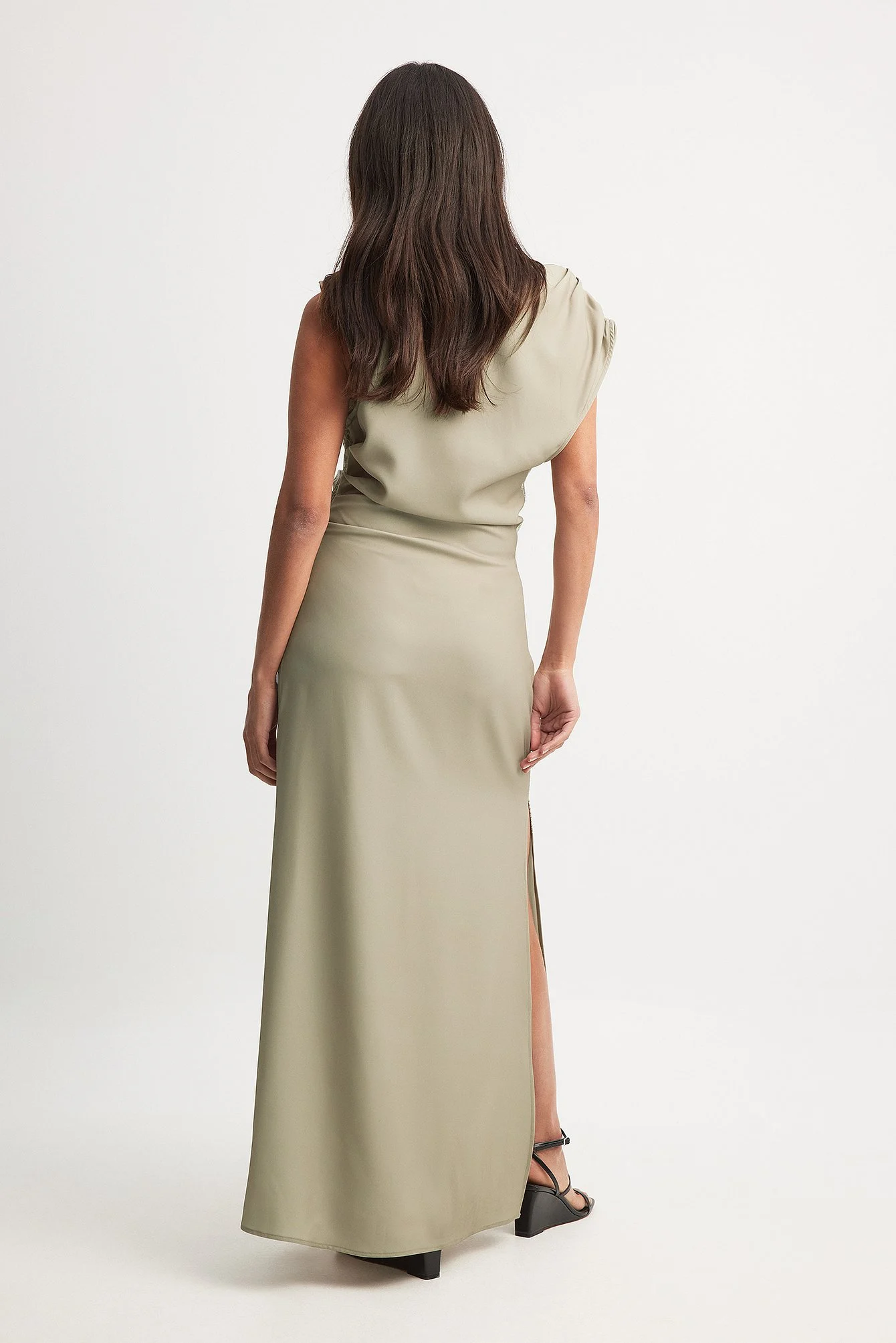 Gewebtes Maxikleid mit drapiertem Detail