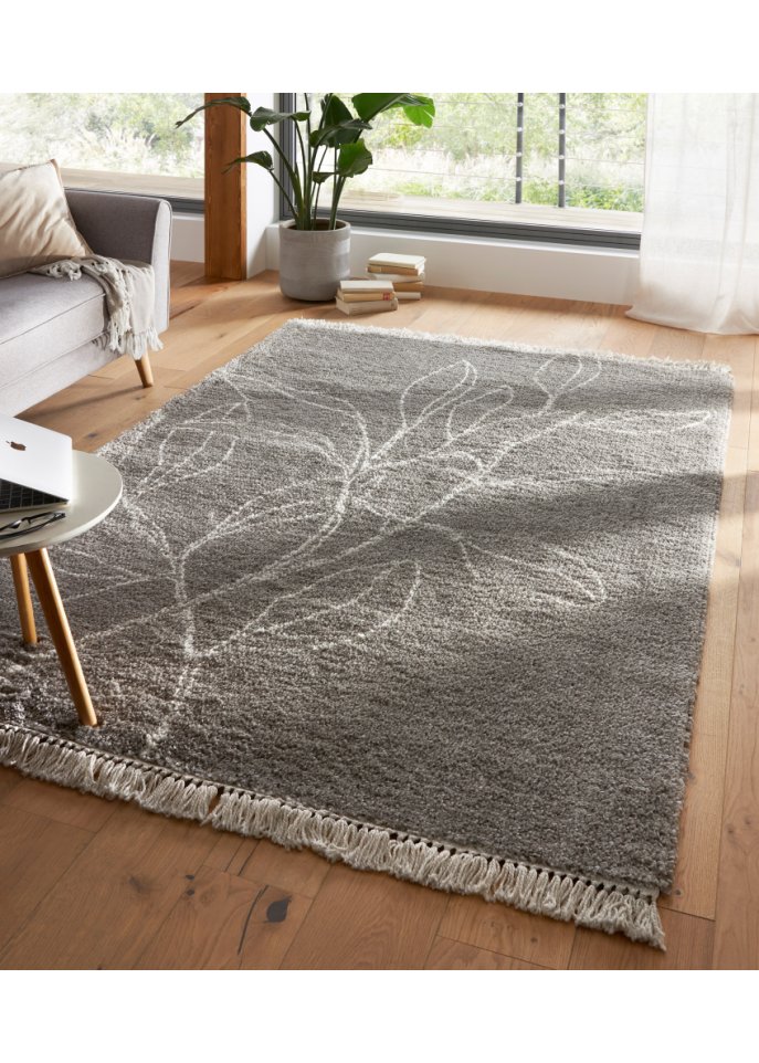 Hochflor Teppich mit floralen Motiven