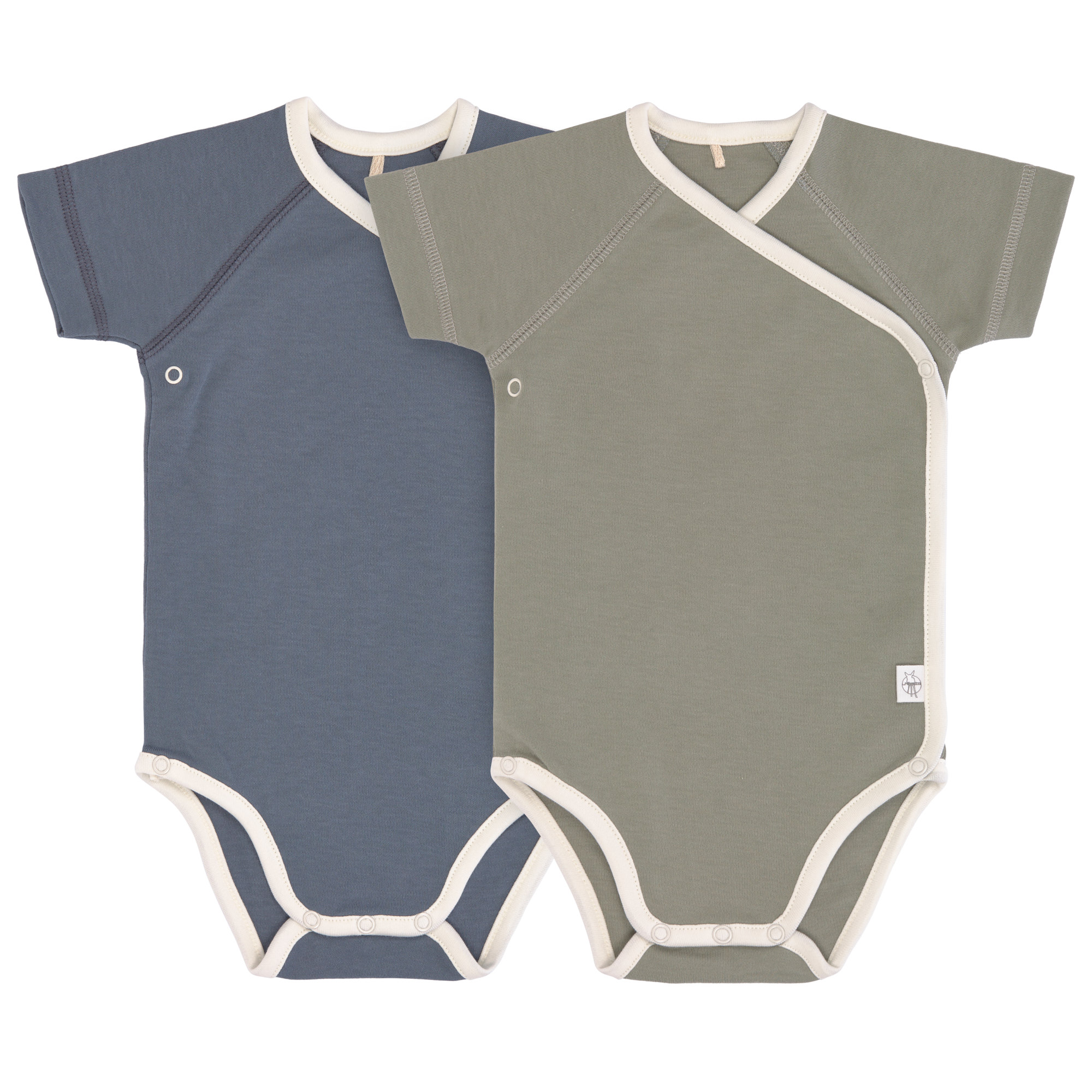 Baby Wickelbody (2er Set) kurzarm - Bio Baumwolle, Blau