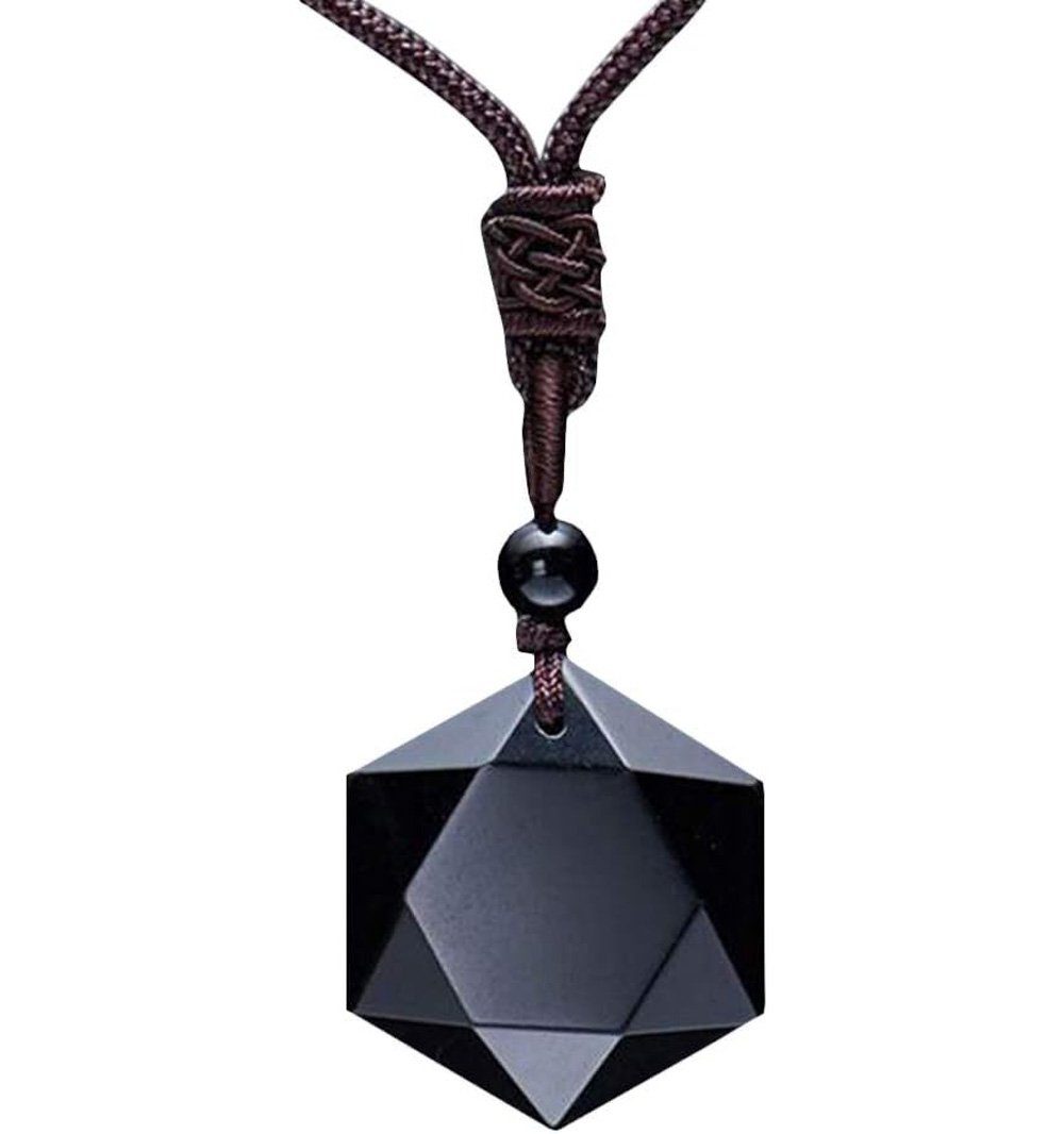Runxizhou Anhänger Natürlicher Obsidian Hexagon Stern Anhänger