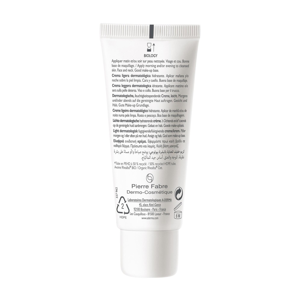 A-Derma Biology - Crème légère dermatologique hy dratante BIO Soin visage