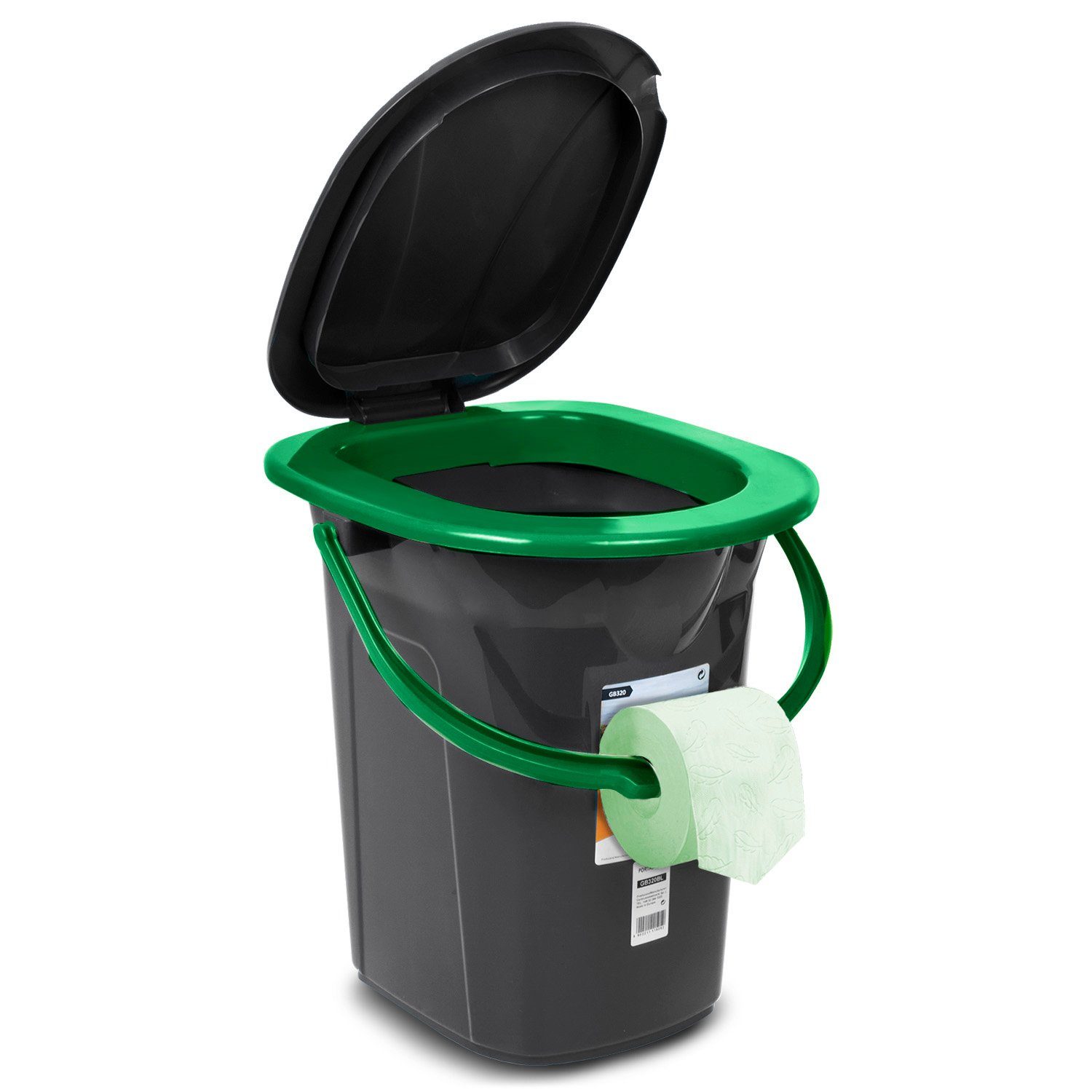 GreenBlue Campingtoilette GB320, mit Tragegriff / Toilettenpapierhalter und Auskipp-Hilfe
