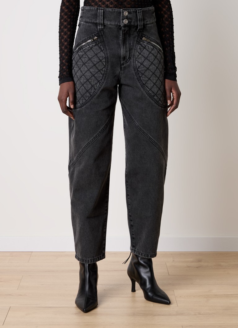 Jean matelassé taille haute coupe fuselée Isabel Marant Catarina avec poches zippées
