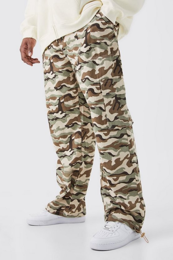 Plus lockere Camouflage-Hose mit Cargo-Taschen