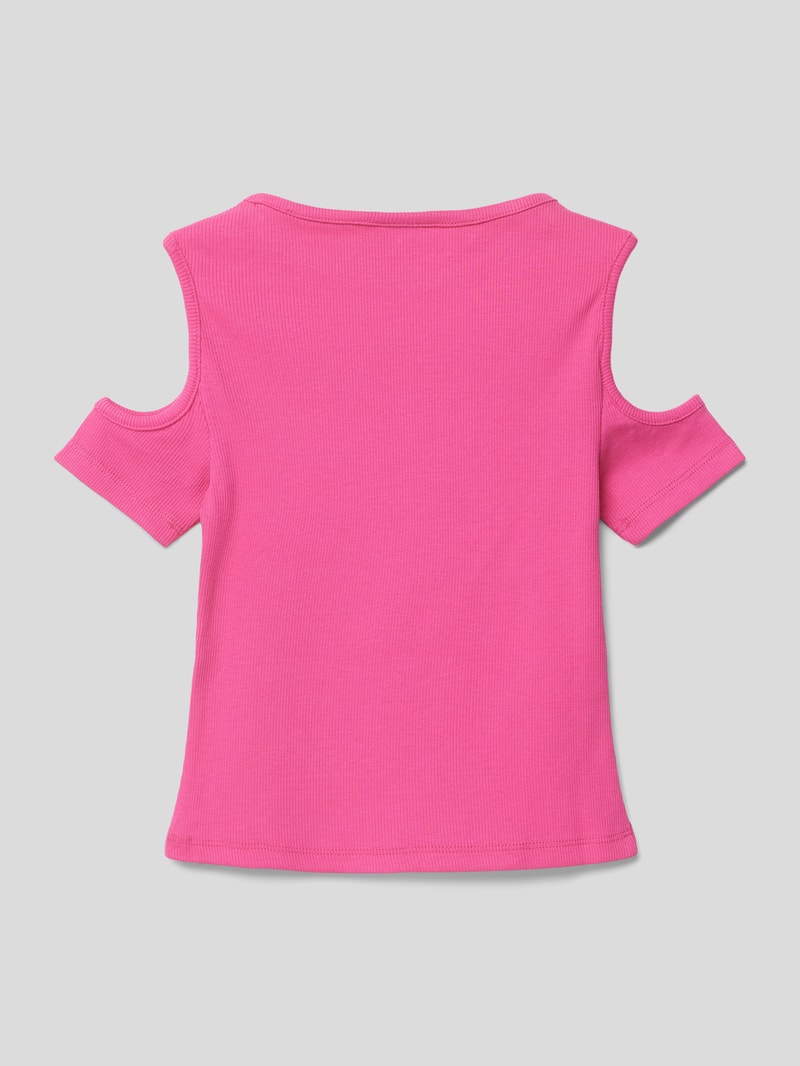 T-Shirt in Ripp-Optik in pink