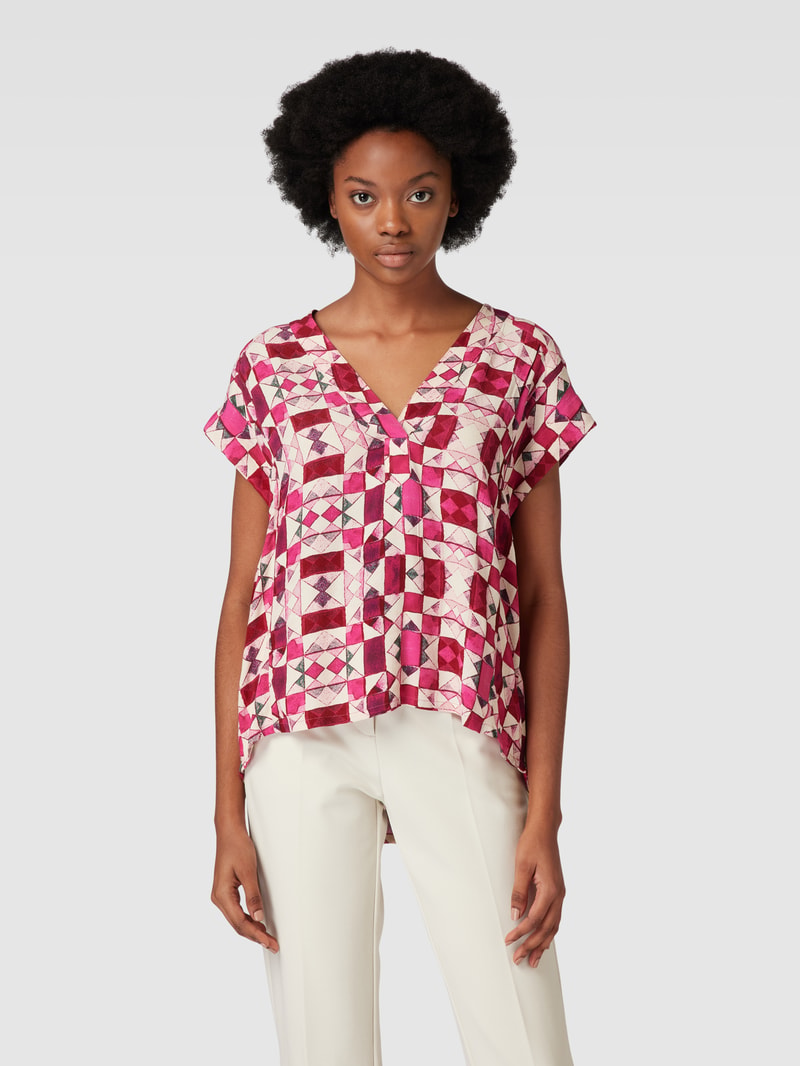 Blusenshirt aus Viskose mit Allover-Muster in fuchsia