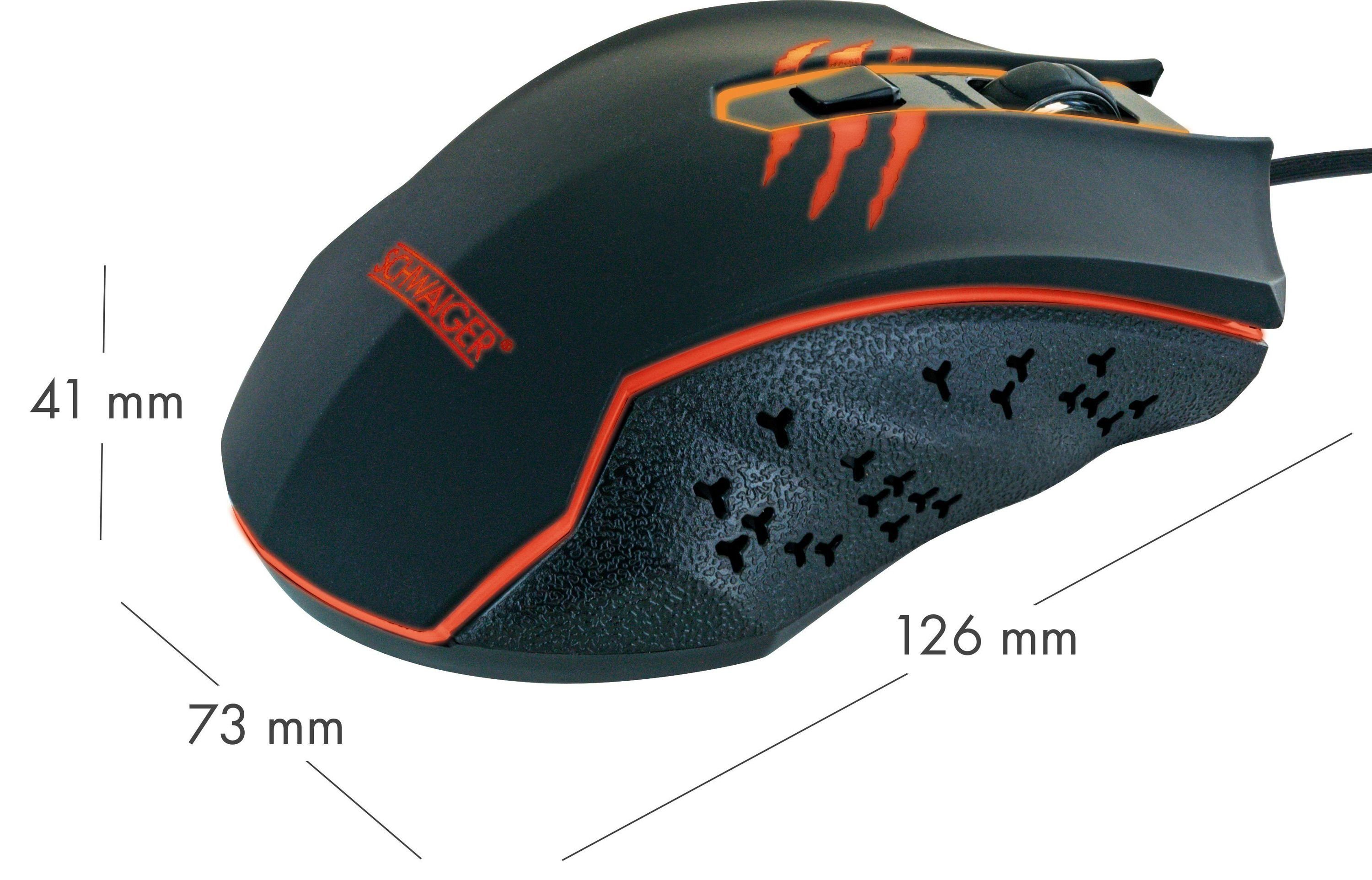 Schwaiger GM3000 Gaming-Maus (kabelgebunden, farbwechselnde Hindergrundbeleuchtung)