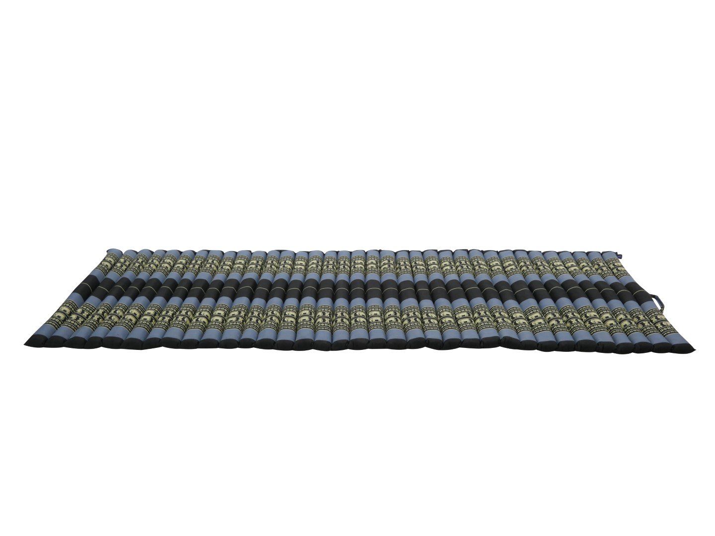 my Hamam Yogakissen Thai Matratze rollbar schwarz-blaugrau 200x70x5 cm, angenehm, weich, unterstützend, m. Elefanten Muster