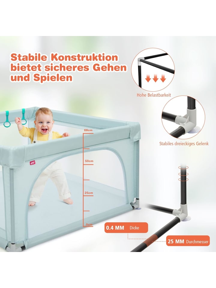 COSTWAY Laufgitter 120cm mit 50 Spielbällen in Hellblau günstig kaufen onesize