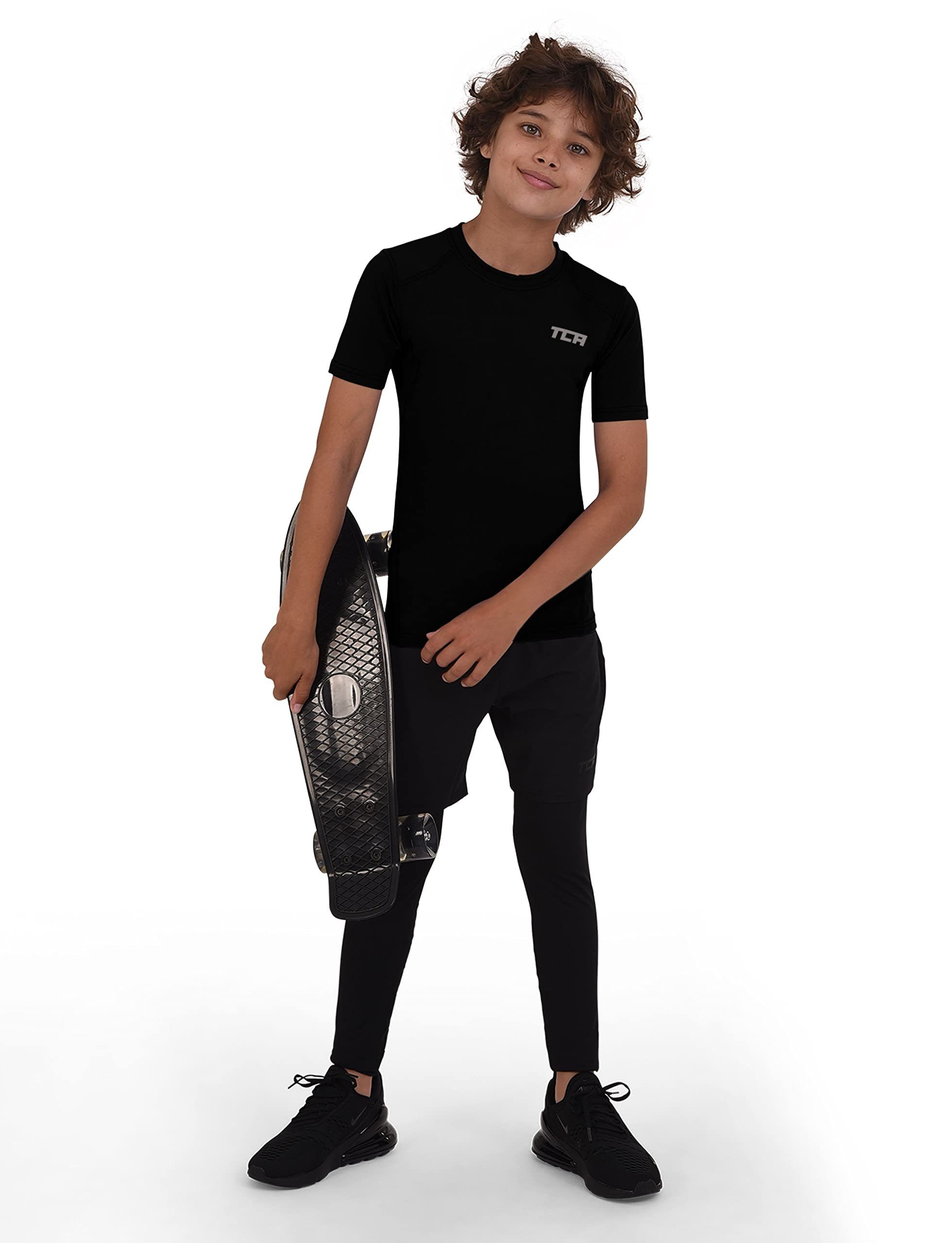 TCA Funktionsunterhemd TCA Herren HyperFusion Sportshirt, kurzärmlig, elastisch - Schwarz