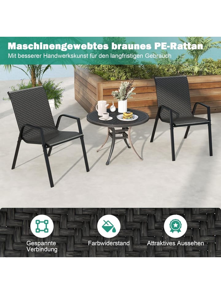 COSTWAY 4er Set Gartenstühle in Schwarz günstig kaufen onesize