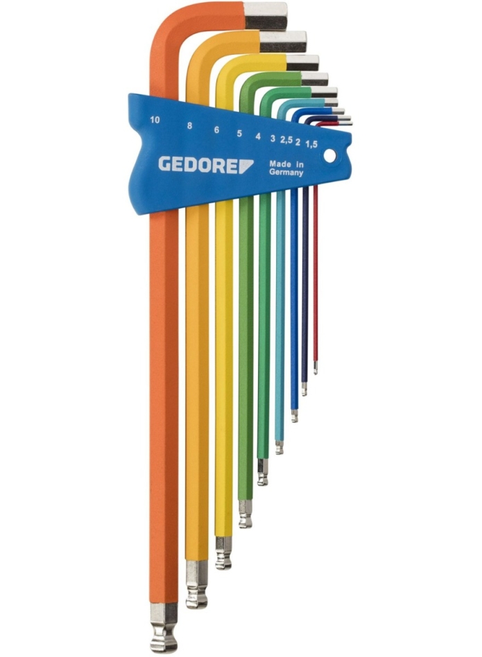 Gedore 3297470 H 42 CKEL-09 Sechskantschlüsselsatz, mehrfarbig, 9-teilig