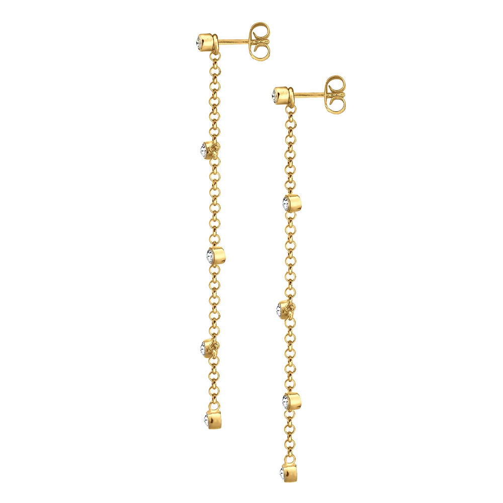 Elli Elli Boucles d'Oreilles Solitaire Élégant avec des Cristaux Femme - (925/1000) Ar Boucles d'oreilles