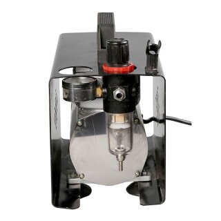 MK3 Airbrush Kompressor mit Druckregulator und Wasserabscheider mit schwarzer Abdeckung