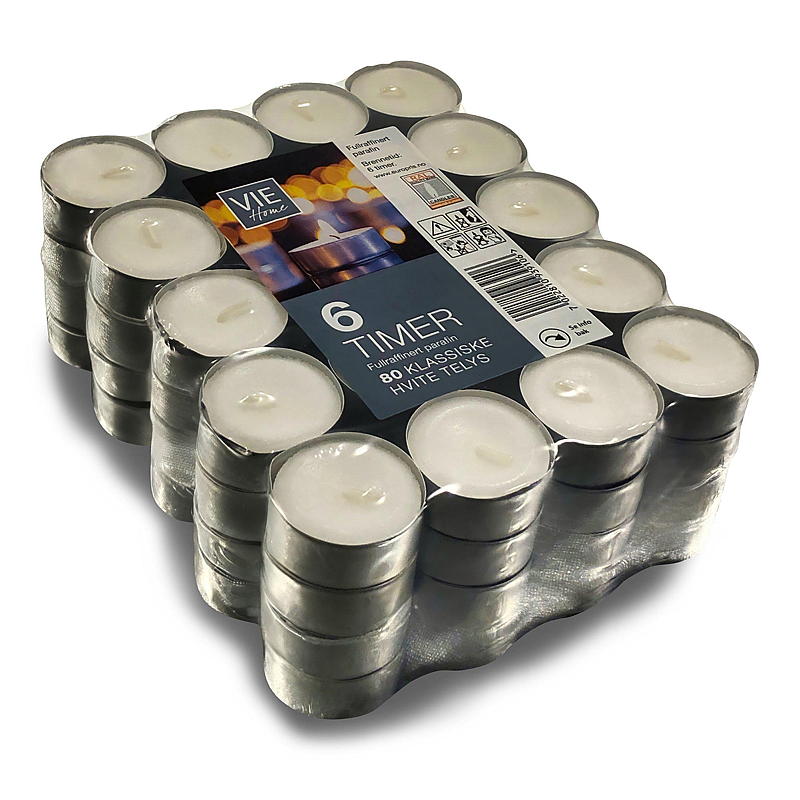 Vie Home Telys 80-pk 6 timer parafin alukopp