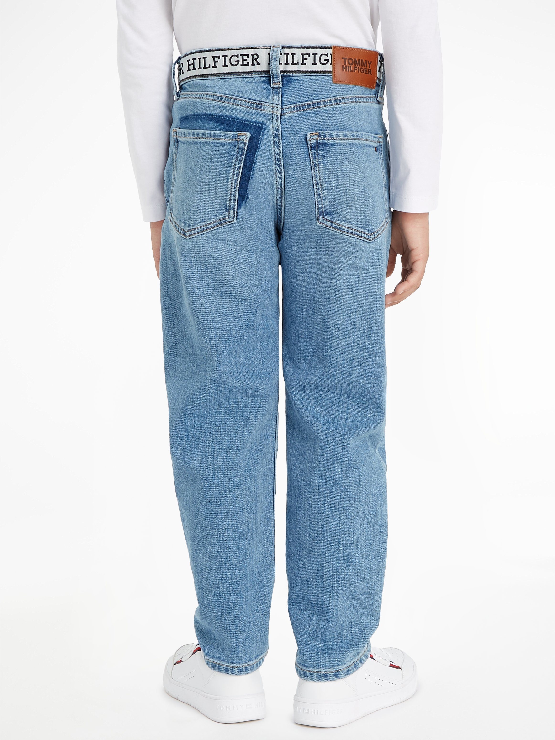 Tommy Hilfiger Straight-Jeans ARCHIVE RECONSTRUCTED MID WASH mit Logoschriftzug am Bund