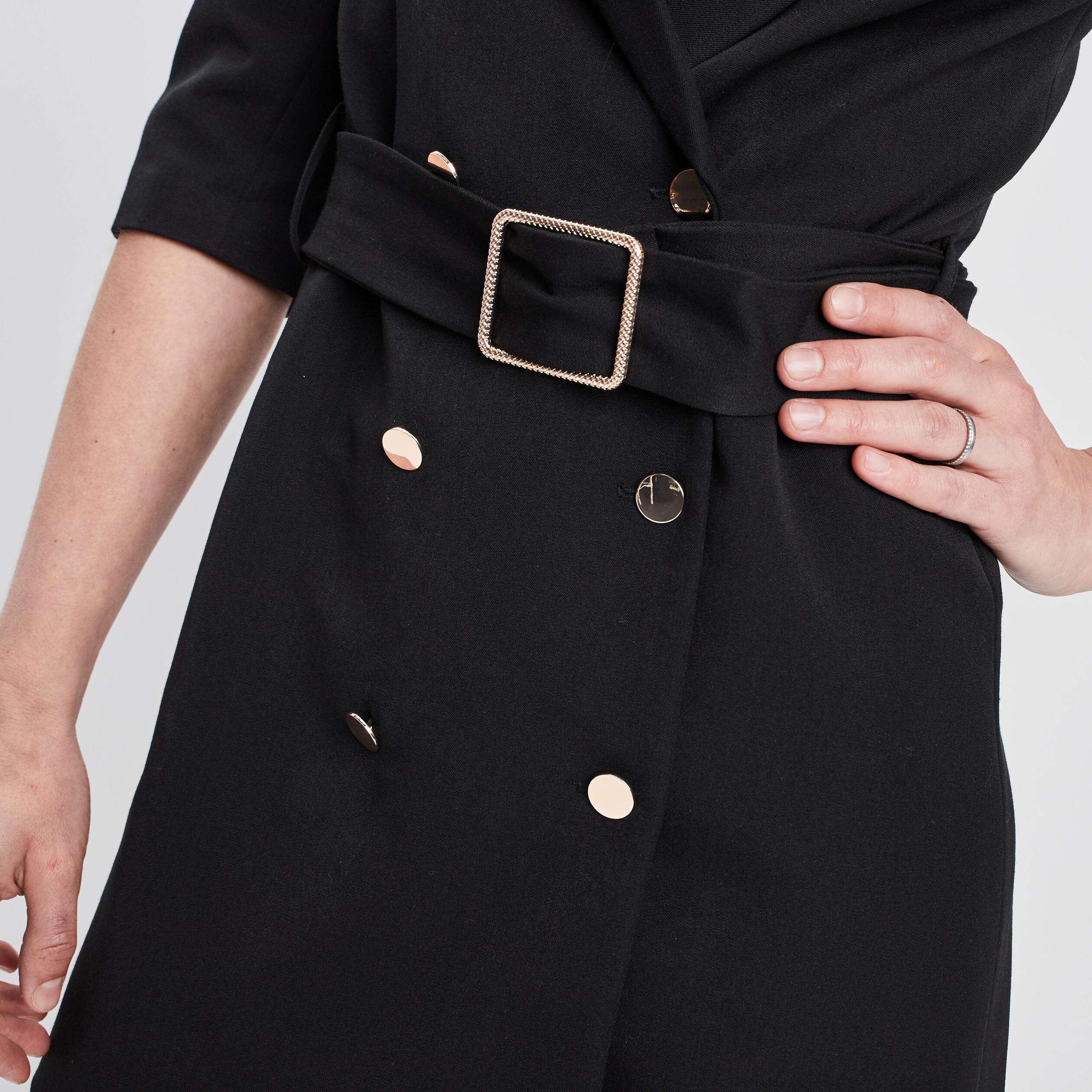 Robe portefeuille manches 3 4 noir femme | La Halle
