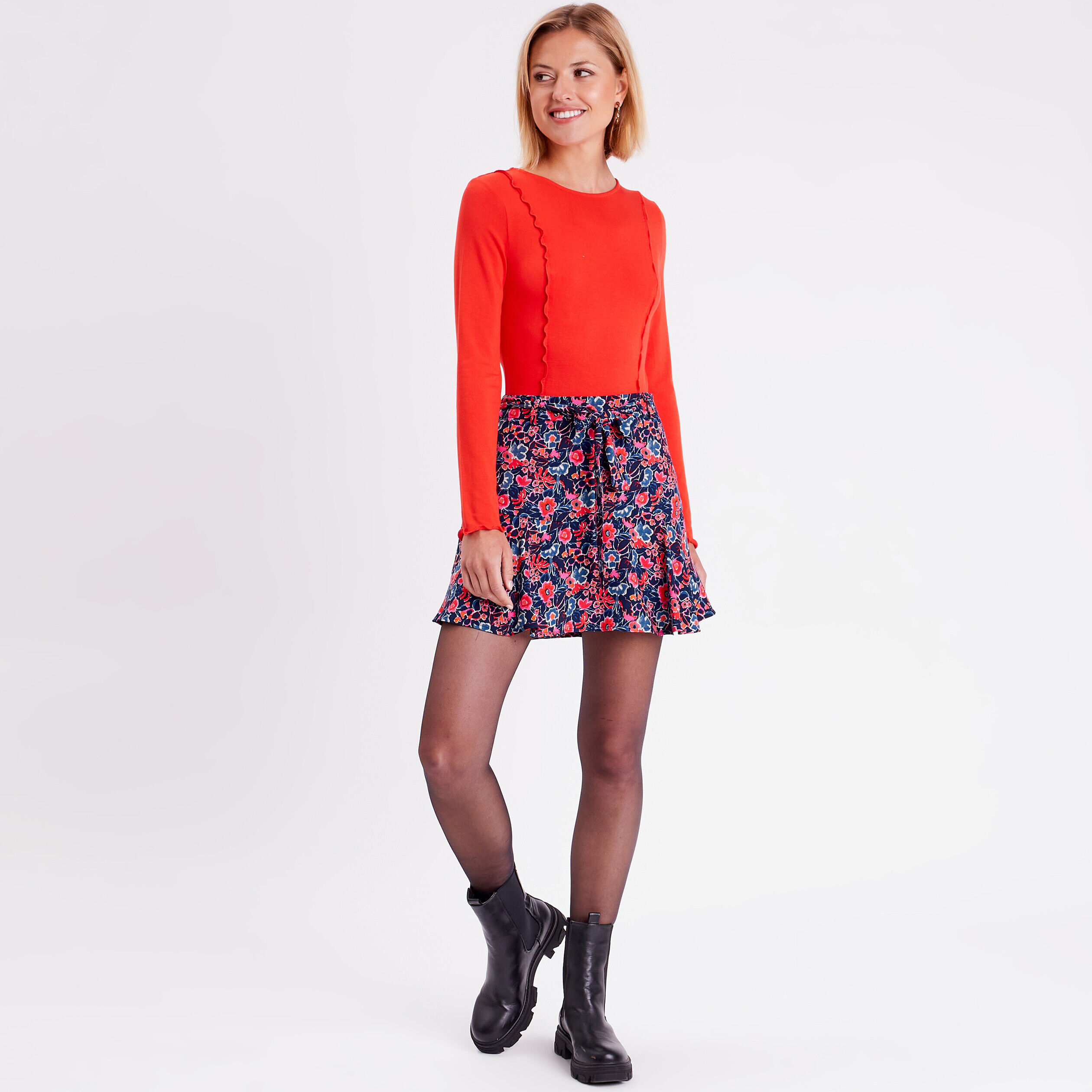 T-shirt manches longues rouge femme | Cache Cache
