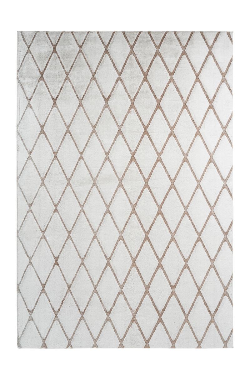 megusta 3D-Hochflorteppich Weiß / Taupe 160cm x 230cm