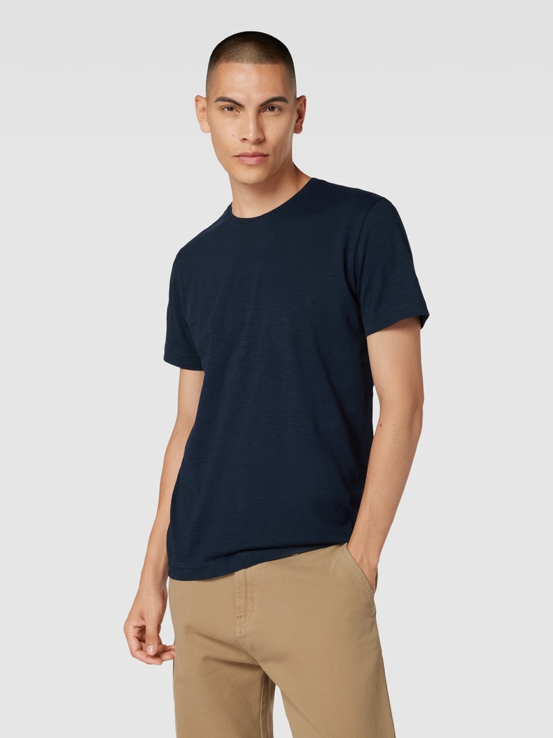 T-Shirt aus Baumwolle mit Rundhalsausschnitt in marineblau
