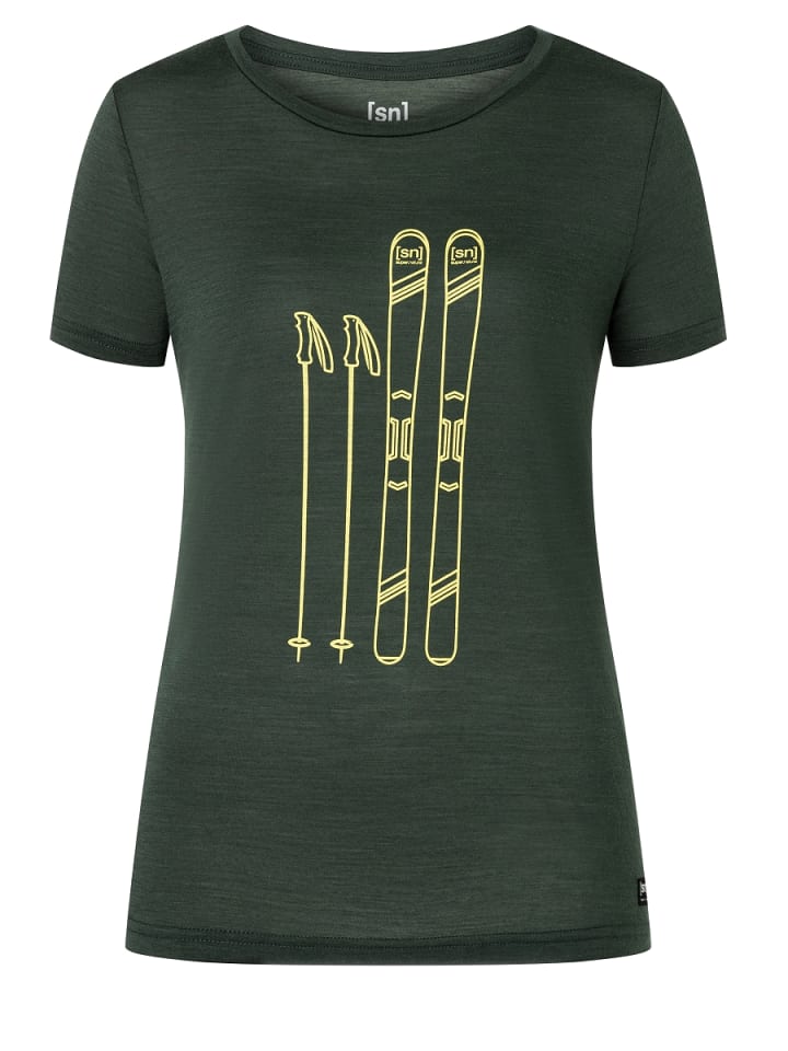 super.natural Merino T-Shirt W SKIING TEE in dunkelgrün günstig kaufen