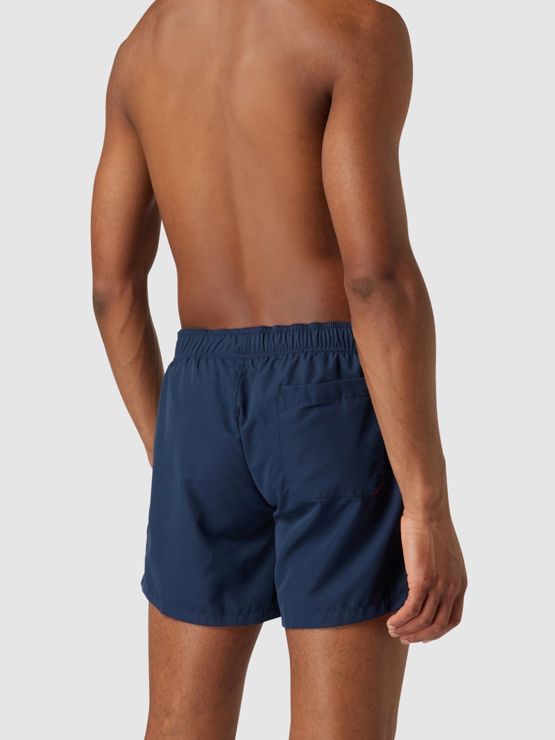 Badehose mit Label-Schriftzug Modell 'ABAS' in marineblau