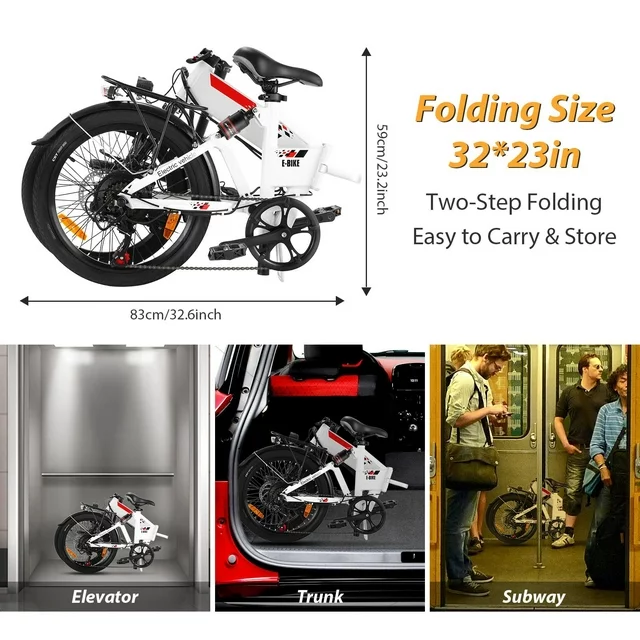 Gocio 500W Folding Electric Bike, 20'' Electric Commuter Bike, Aluminum Alloy Lightweight Electric Bicycle, Ebike Built-in 48V 7.8Ah Removable Lithium-Ion Battery, Urban Electric Bikes for Adults