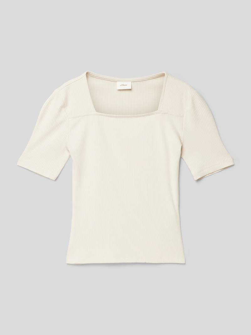 T-Shirt mit Karree-Ausschnitt in weiß
