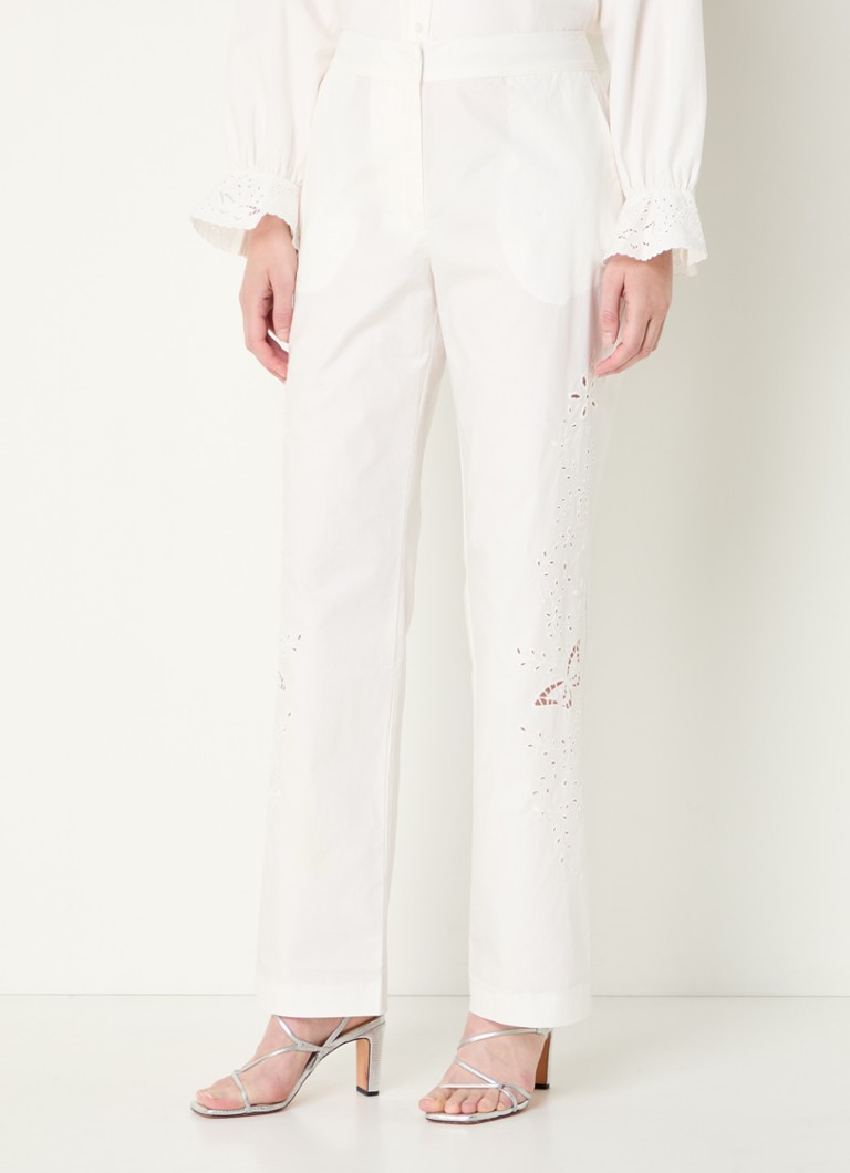 Ψηλόμεσο παντελόνι Claudie Pierlot Palais σε ίσια γραμμή με κέντημα και ανοιχτές λεπτομέρειες