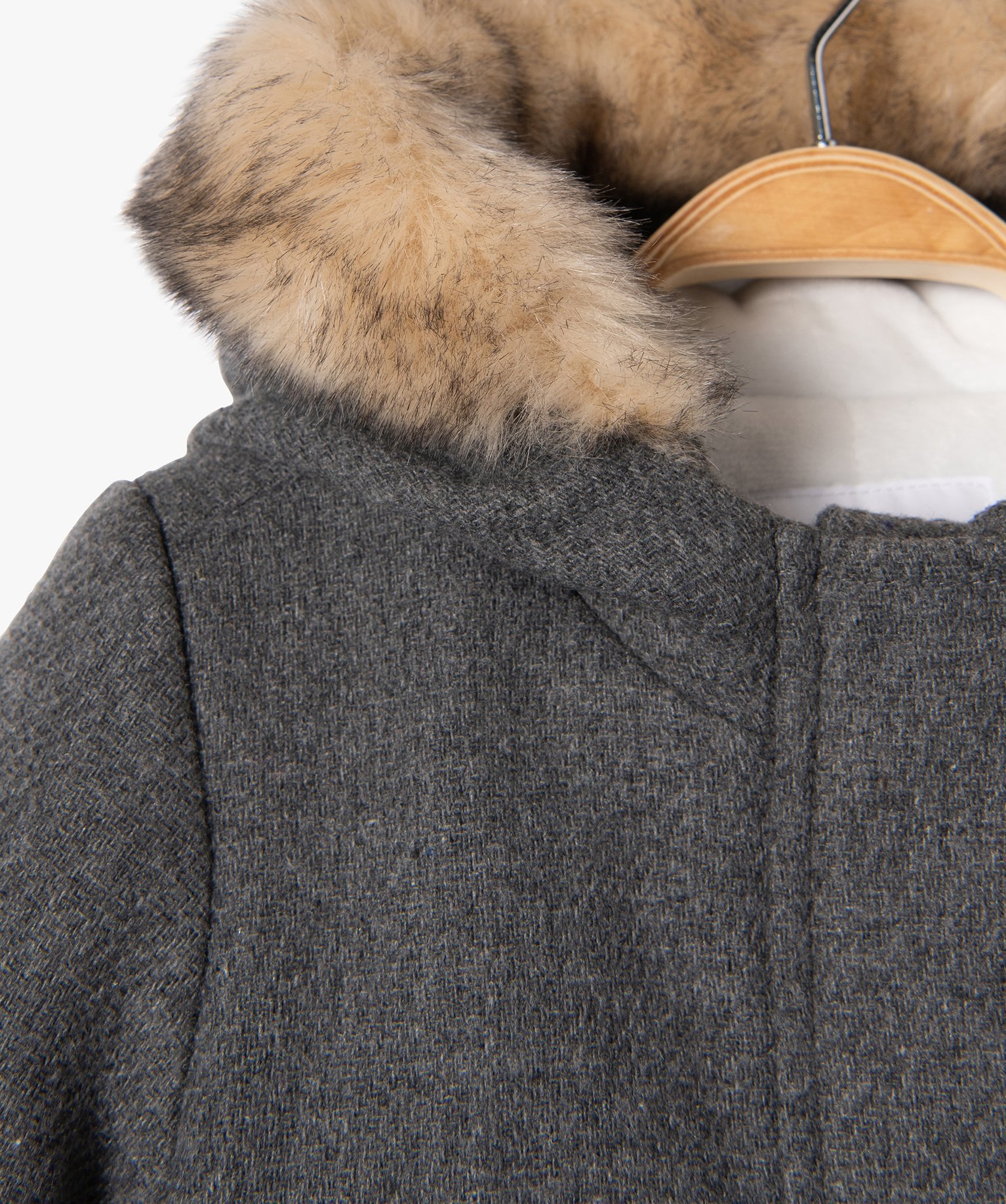 Manteau bébé fille doublé à capuche gris fonce | GEMO