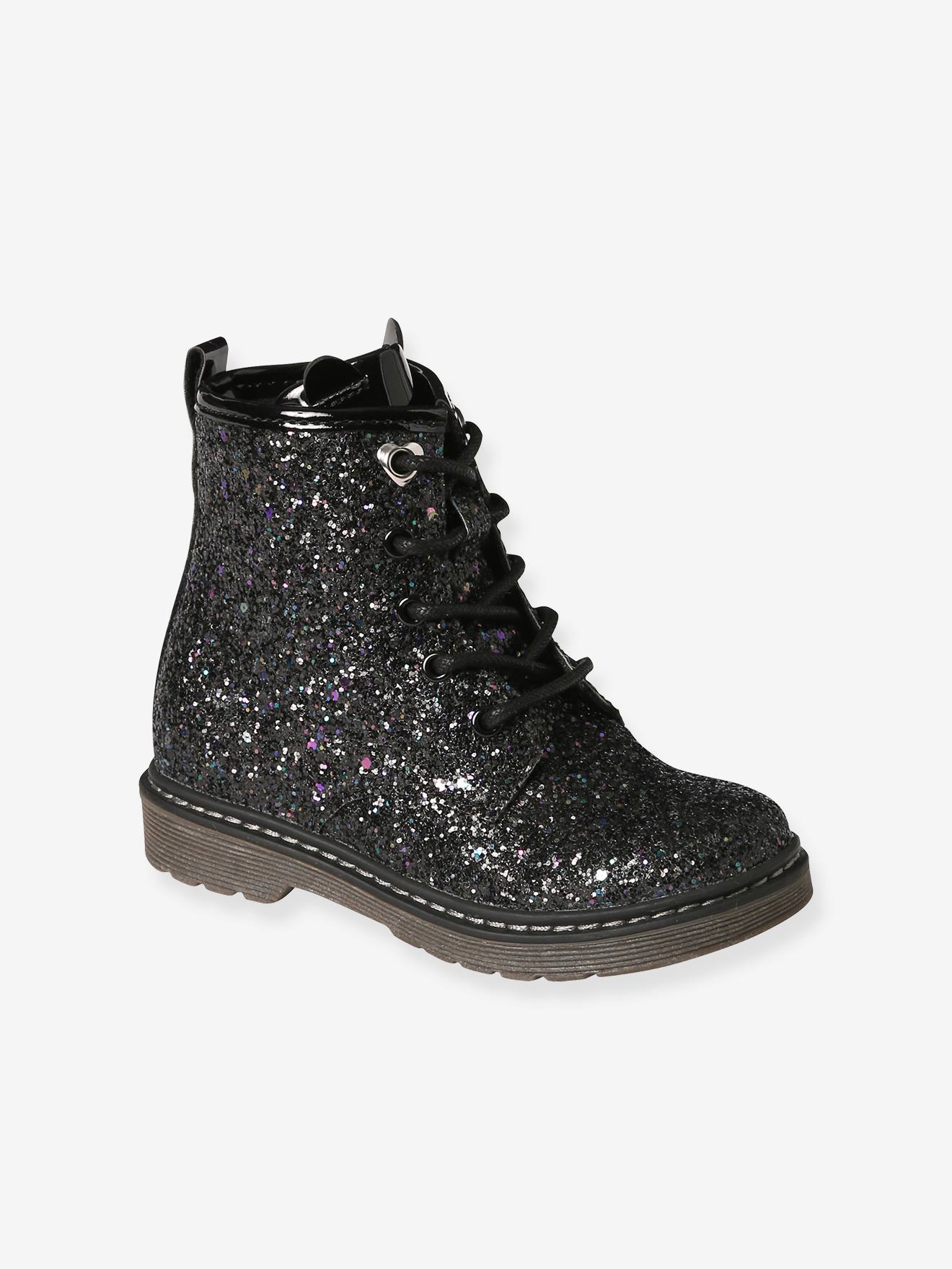 Boots lacées et zippées fille collection maternelle noir
