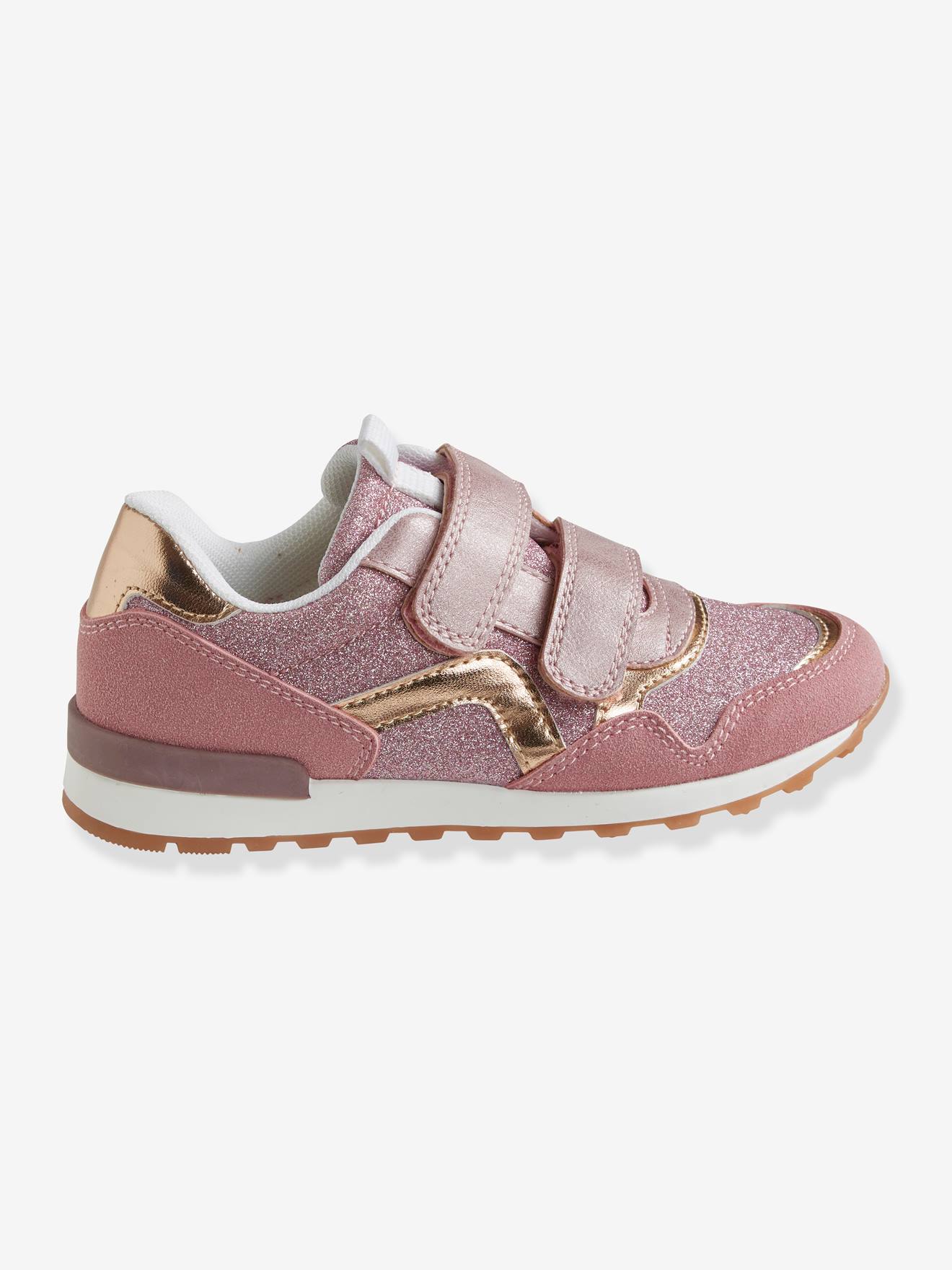 Baskets scratchées fille esprit running rose clair