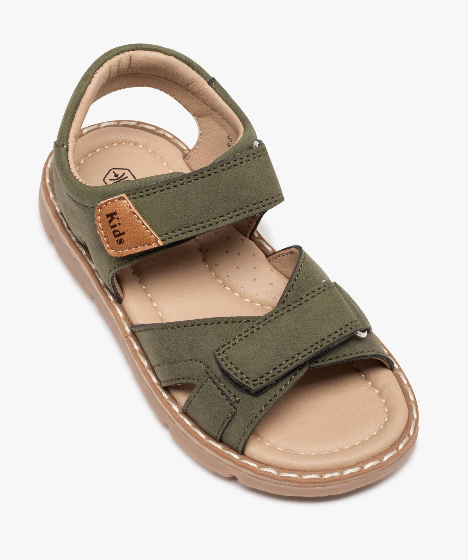 Sandales Garçon à brides unies fermeture scratch sport chic kaki | GEMO