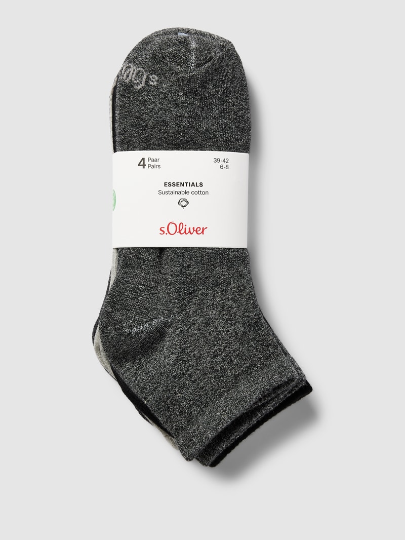 Socken mit Label-Detail im 4er-Pack Modell 'Quarter' in anthrazit meliert