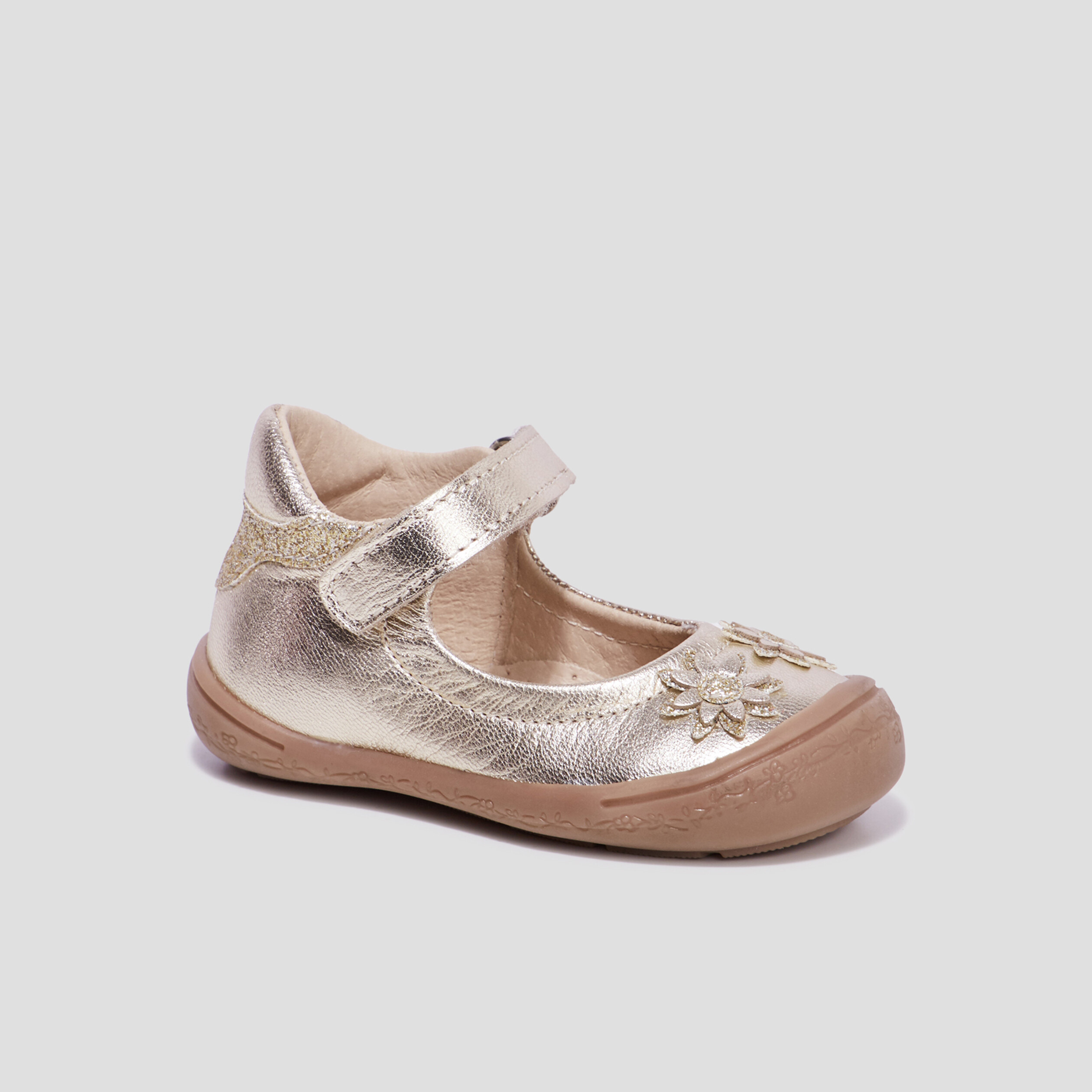 Babies à scratchs métallisées en cuir rose bébé fille | La Halle