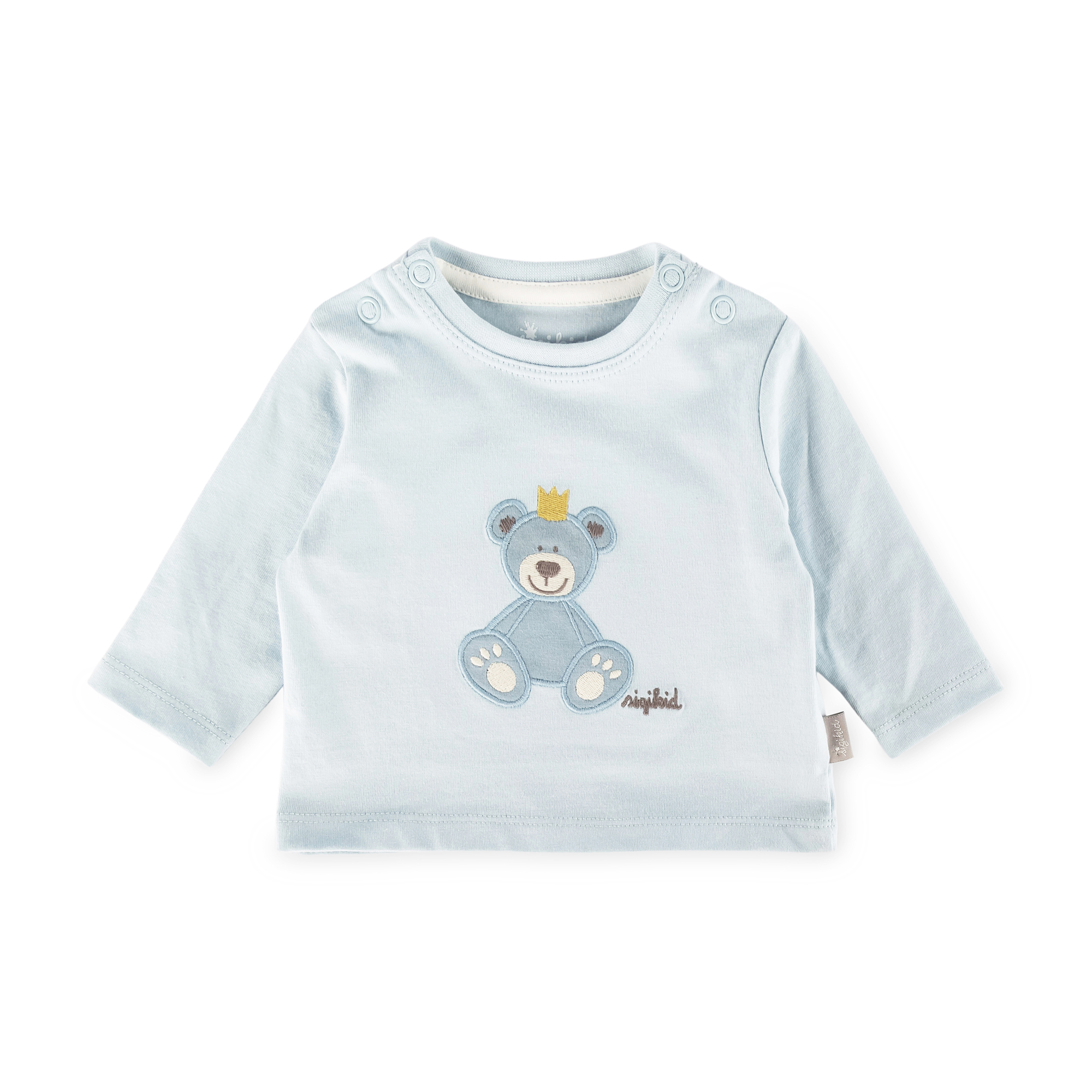 Baby Langarmshirt Krönchen Bär, blau