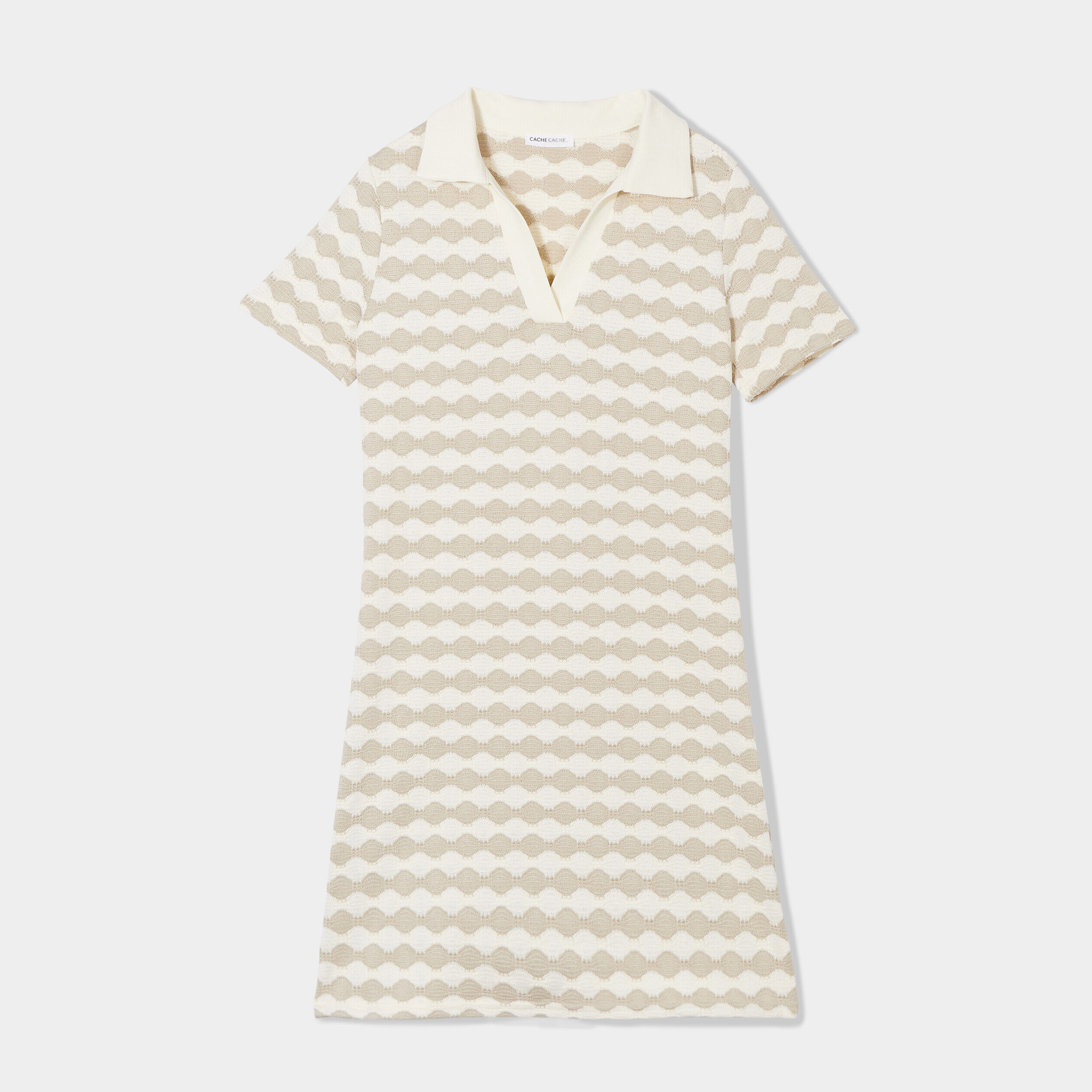 Robe droite col polo ecru femme | Cache Cache