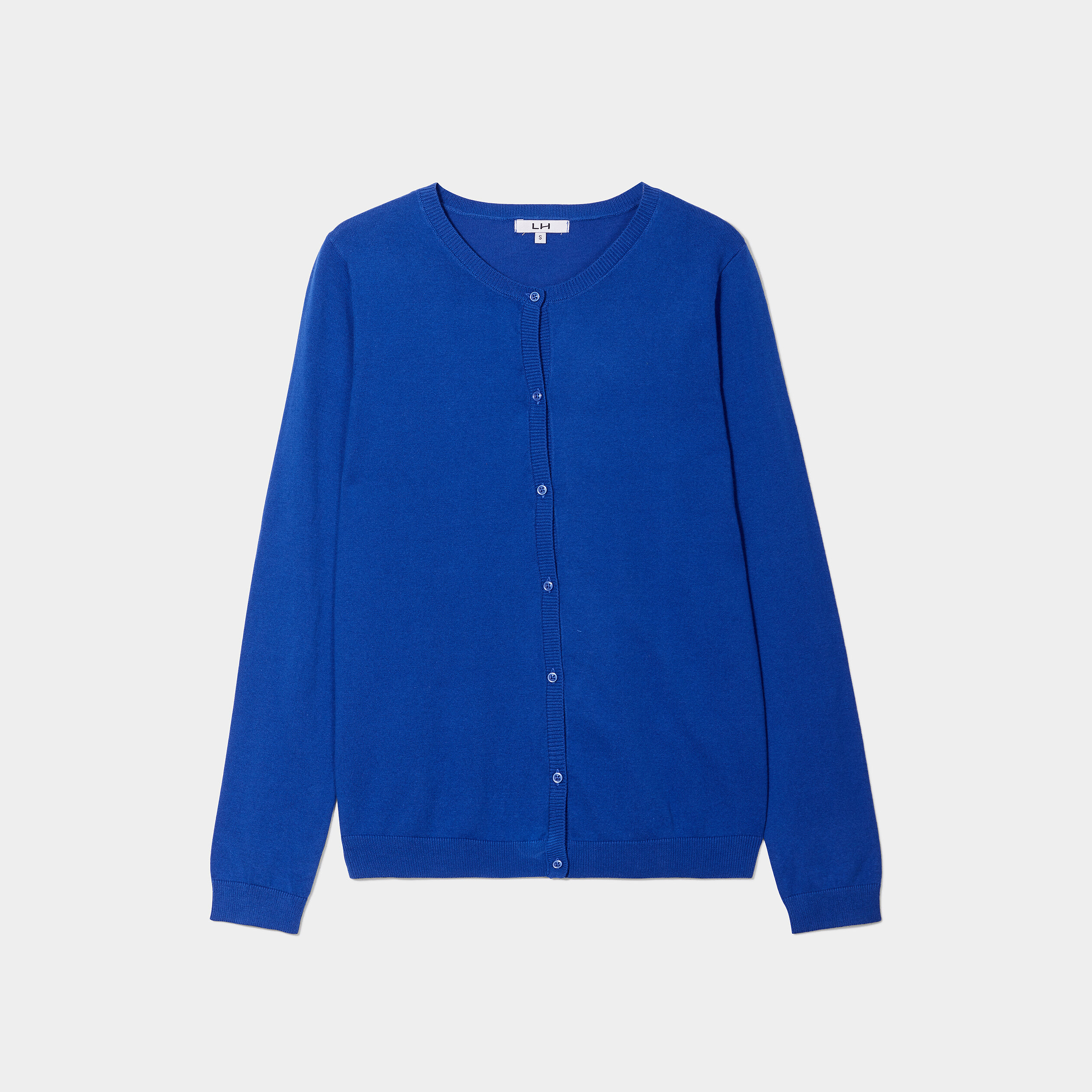 Gilet manches longues boutonné bleu electrique femme | La Halle