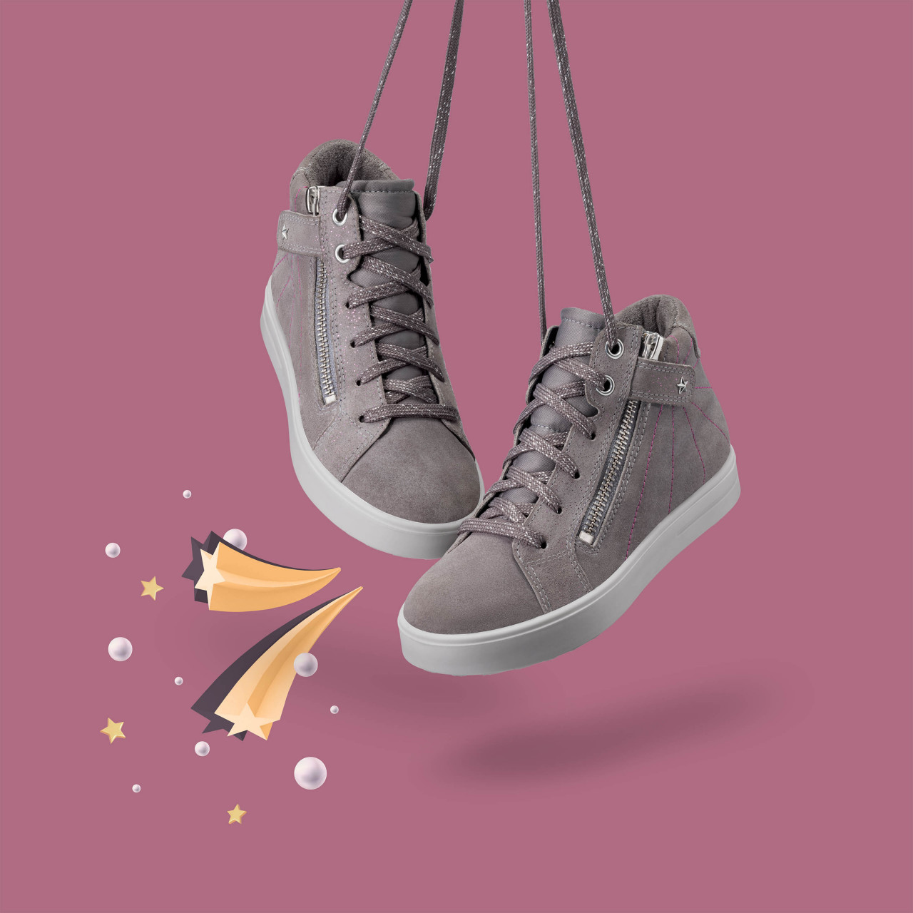 STELLA - Grau Sneaker high mit Reißverschluss
