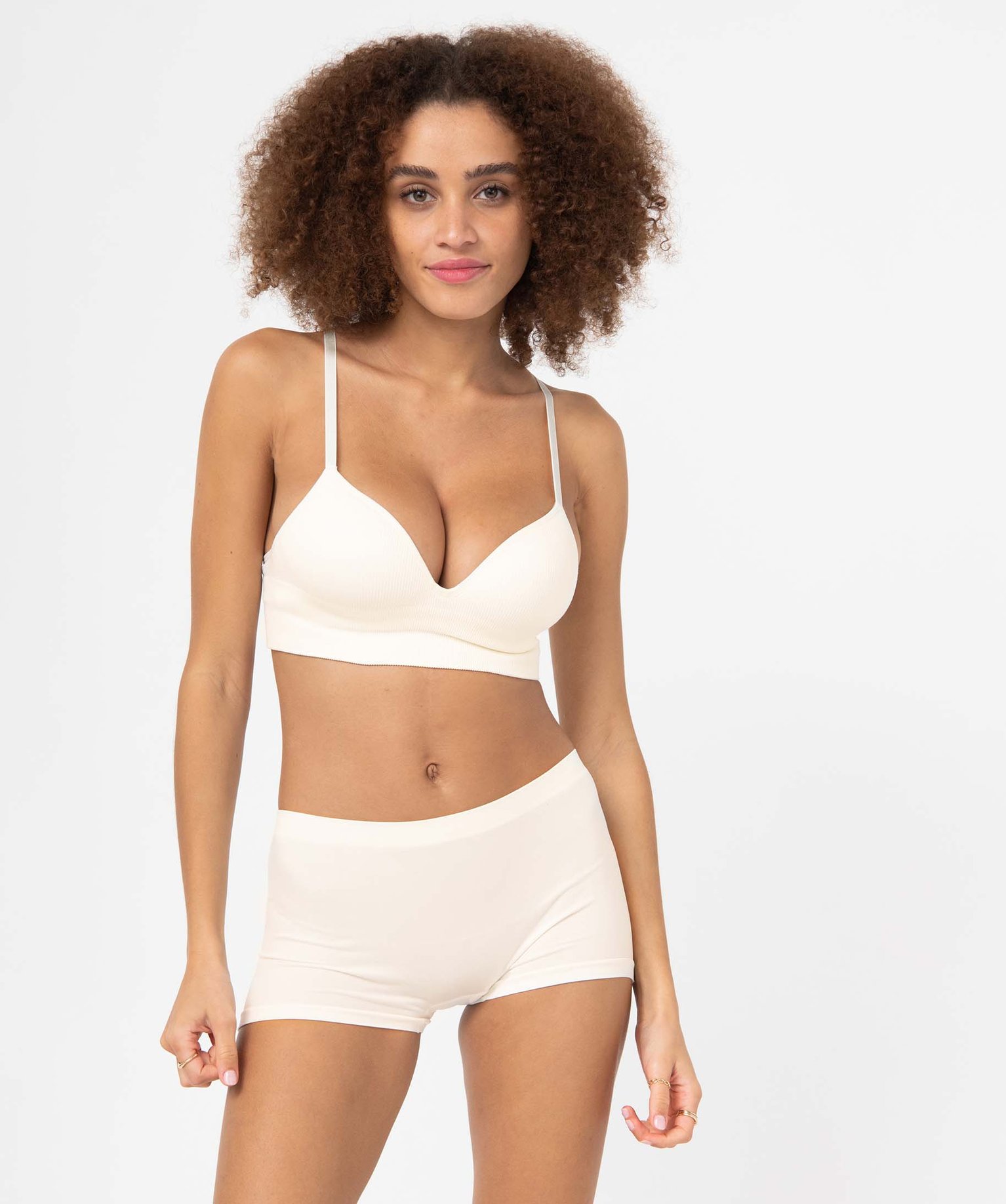 Soutien-gorge push-up en maille ctelée ecru | GEMO