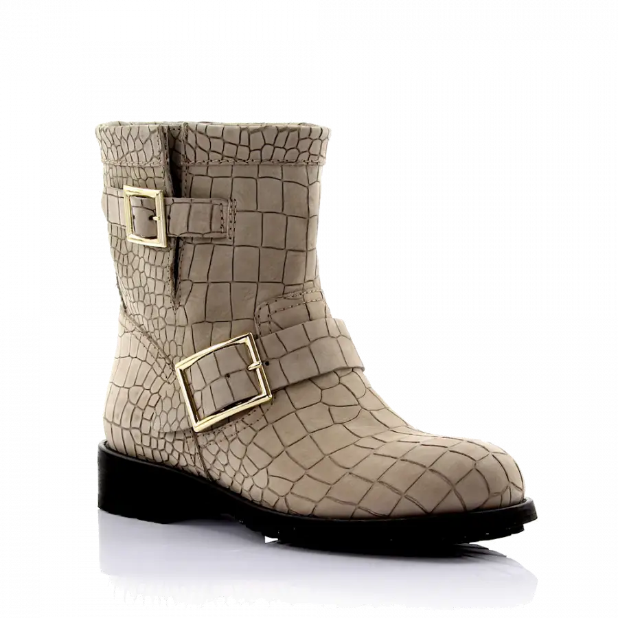 Jimmy Choo - Cowboy-/ Bikerstiefeletten Veloursleder - grau